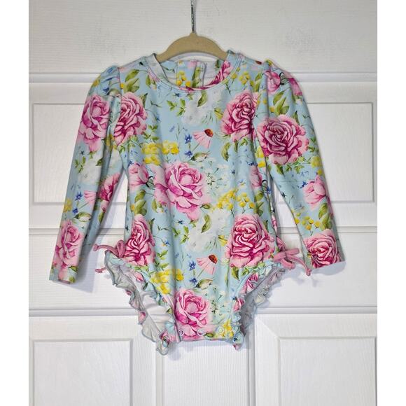 Posh Peanut Baby Girl Long Sleeve Rash Guard Swimsuit Size 18-24 Months - Picture 1 of 3